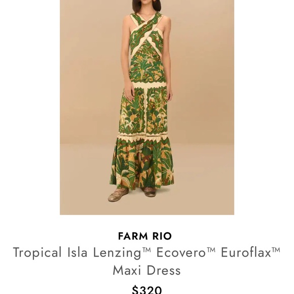 FARM Rio Green and Cream Tropical Maxi Dress - Picture 2 of 2